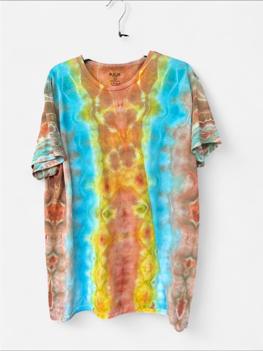 B.U.M. Equipment Tie-Dye Tee in Turquoise, Yellow & Rust